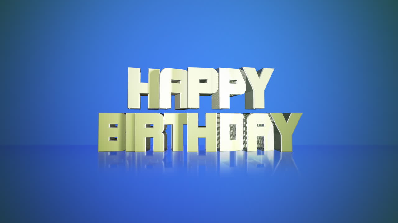 texto moderno de feliz cumpleaños en gradiente de moda azul