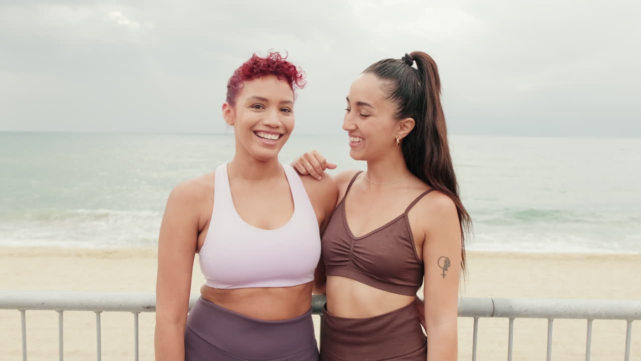 Fitness Friends on Beach Boardwalk