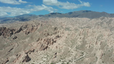 aerial - quebrada de las flechas ravine, argentina, wide circle shot