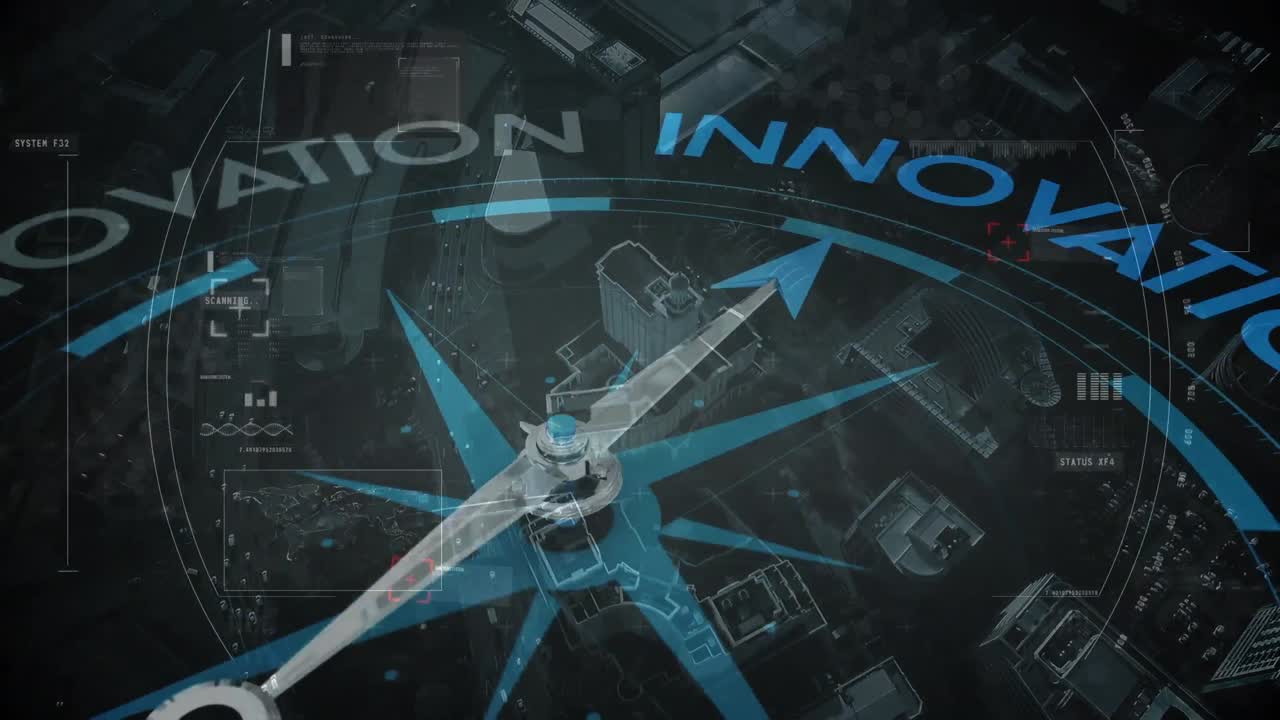 데이터 처리에 대한 텍스트와 함께 나침반의 애니메이션