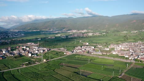 village and fields in shaxi, yunnan, china.