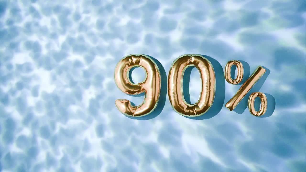 파란색 바탕에 물 위에 떠다니는 황금색 90%