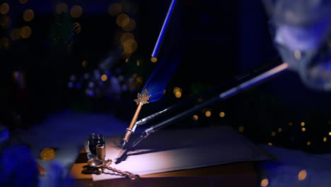 innovative technological equipment performing handwriting with the help of old writing appliances. da vinci robot working at dark decorated surgery room.