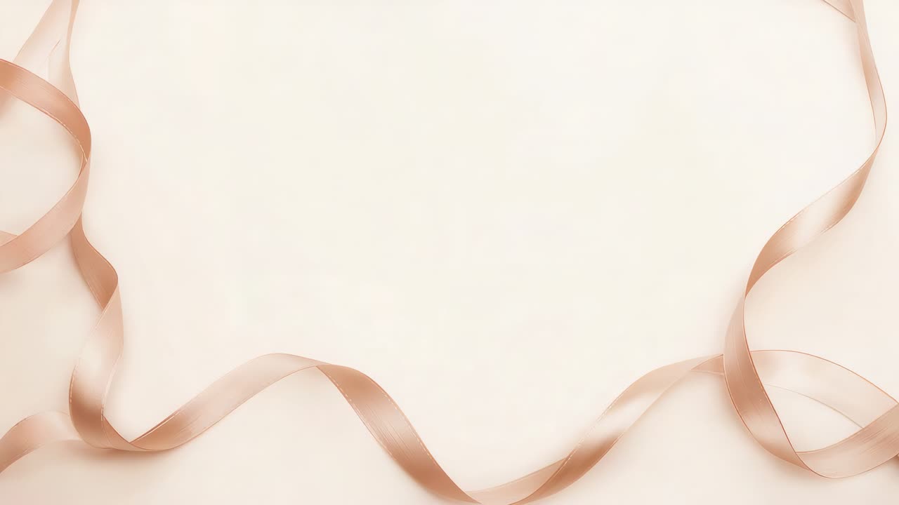 Playback starting sheer rose-gold ribbons shifting on cream backdrop keeping center clear for text
