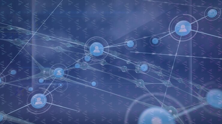 Animation of network of connections over markers and pattern