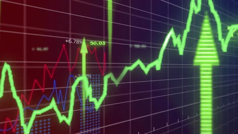 animación del procesamiento de datos financieros en la red sobre un fondo oscuro