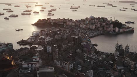 seaside port with residental houses around, in taizhou, zhejiang.