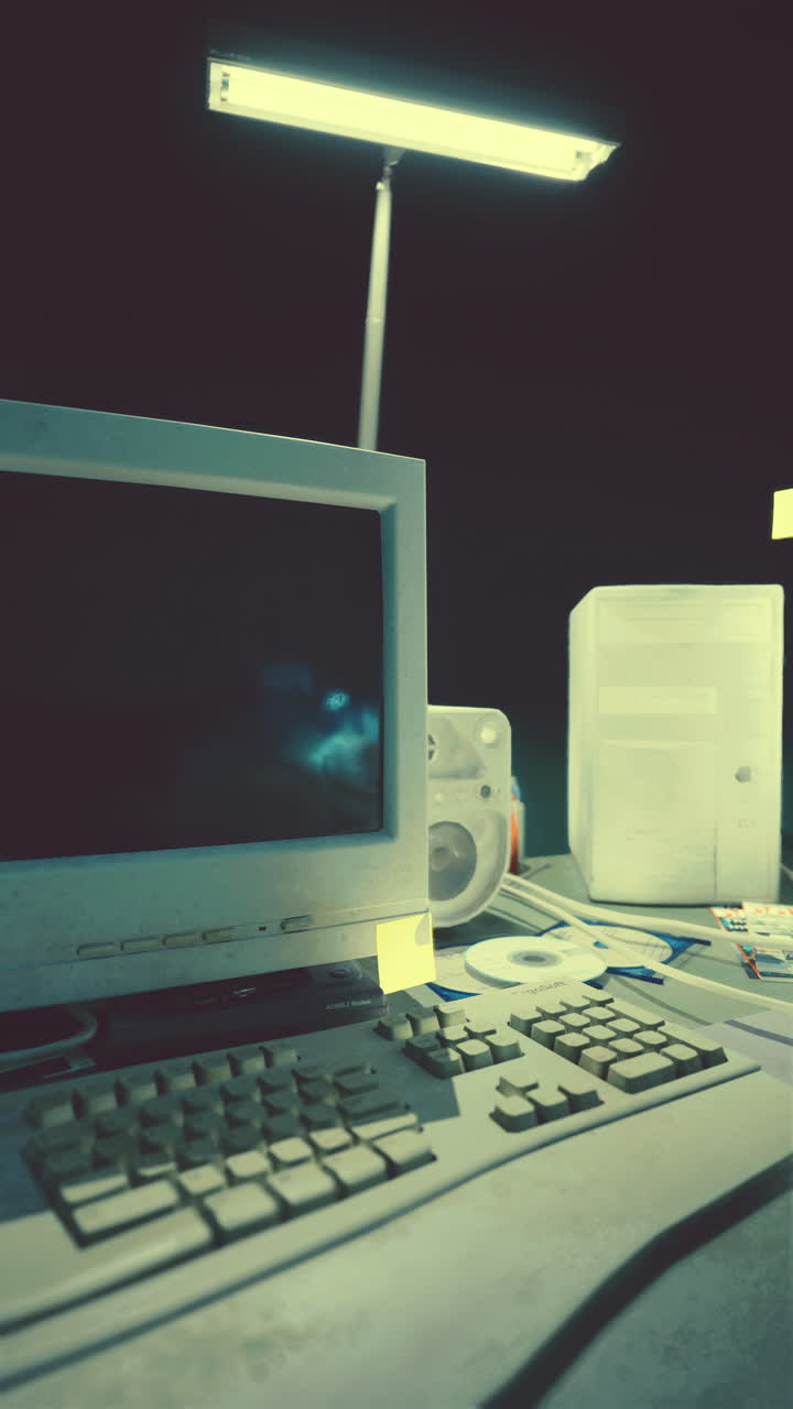 computer vintage su una scrivania