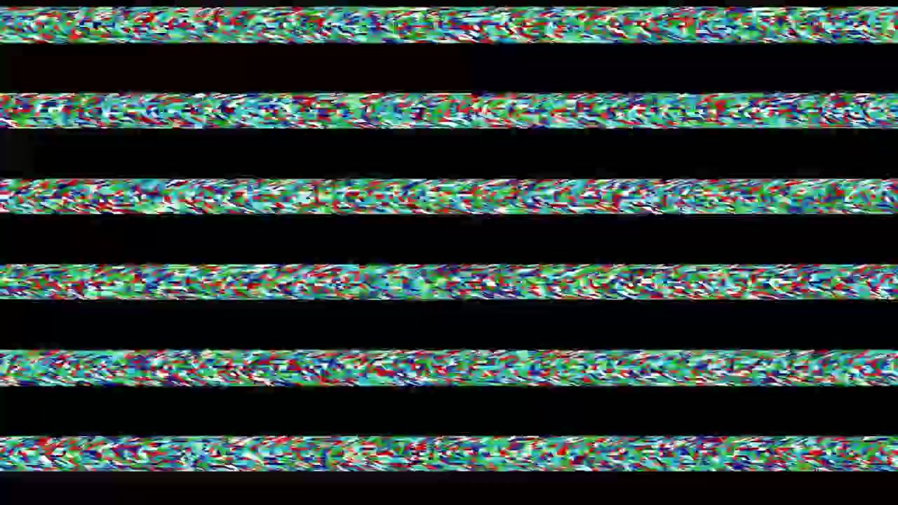 Efek Glitch Digital dengan Garis Noise Statis Horizontal.