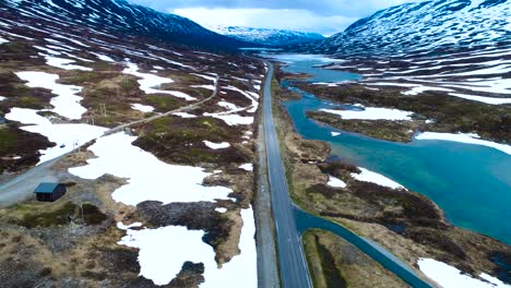 aerial footage beautiful nature norway.