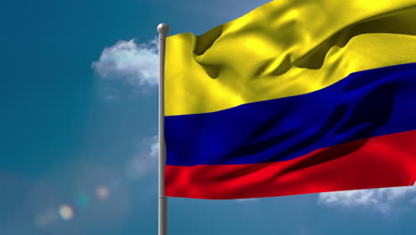 Colombia-national-flag-waving-on-flagpole