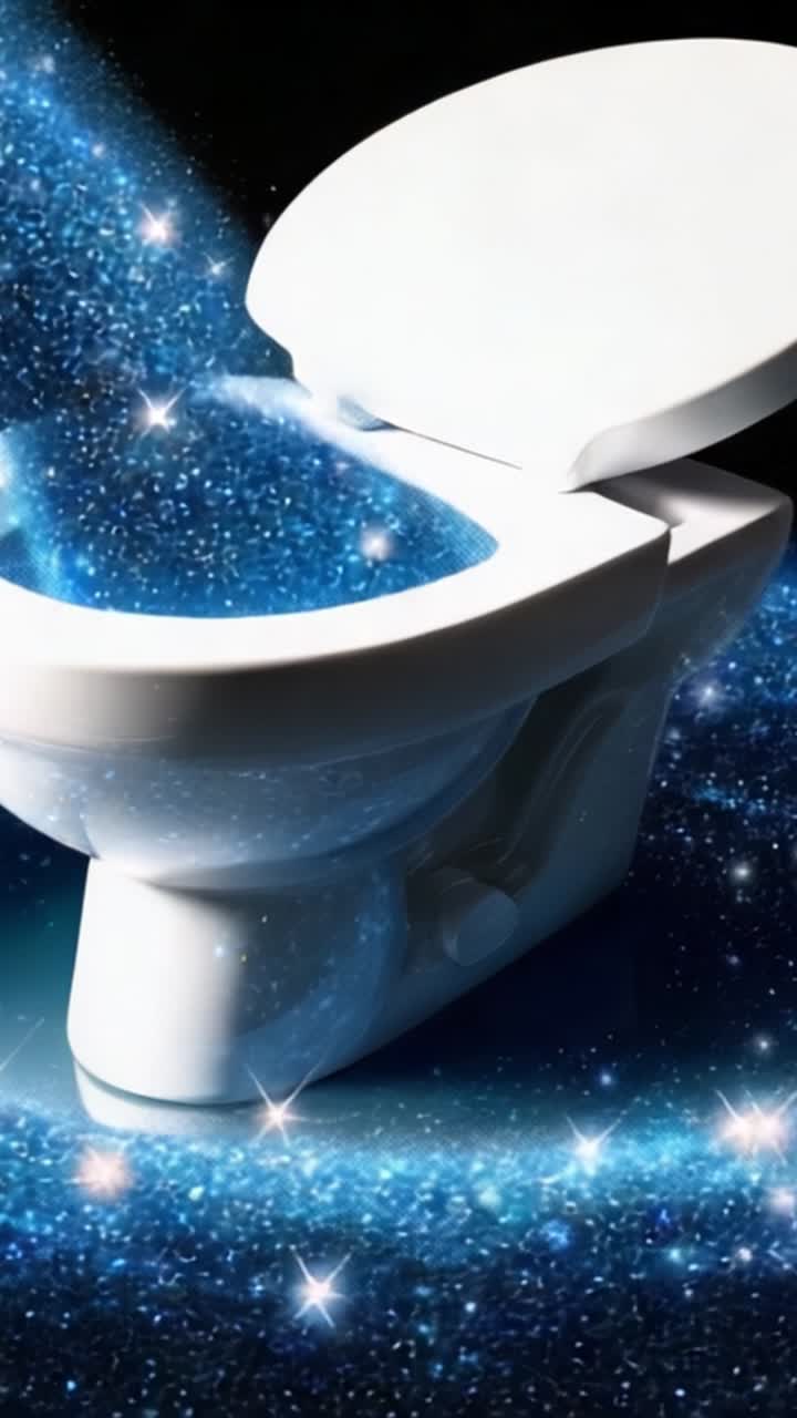 Un viaggio cosmico: esplorando la galassia mentre spira dal gabinetto, fondendo il mondano con lo straordinario in un'esperienza visiva surreale
