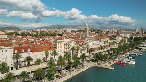 aerial rise and approach of split croatia