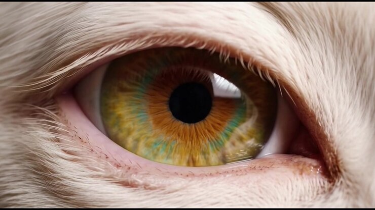 Extreme close-up van een knipperend honden oog
