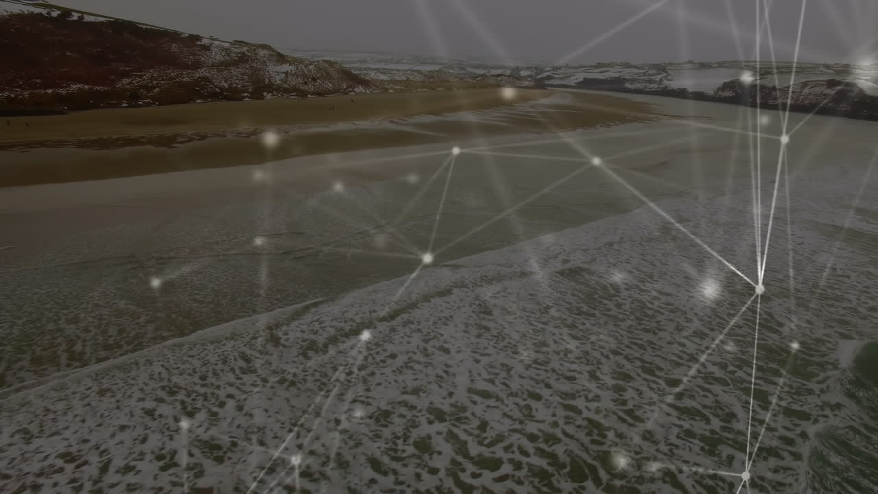 animación de redes de conexiones sobre el paisaje