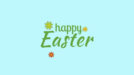 Happy-Easter-with-colorful-flowers-on-blue-gradient