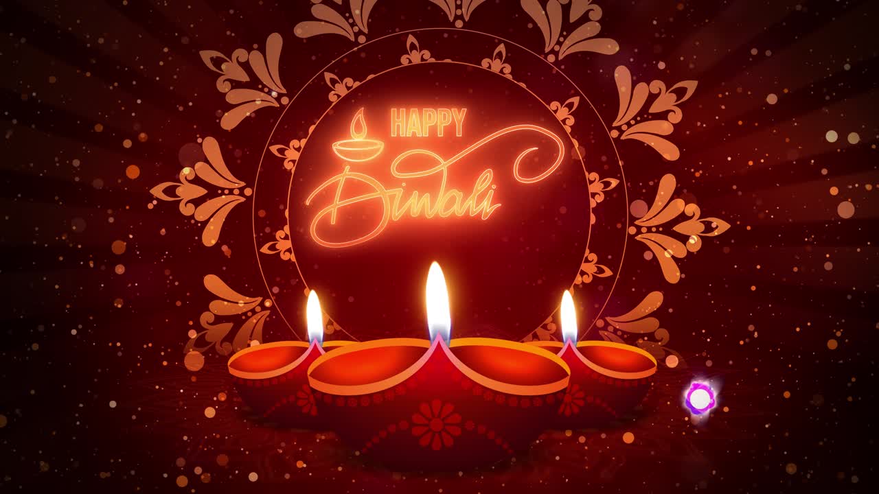 Happy happy diwali deepavali or dipawali festival light burning 4k video background animation
