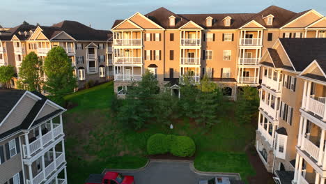 apartment housing building in usa at golden hour