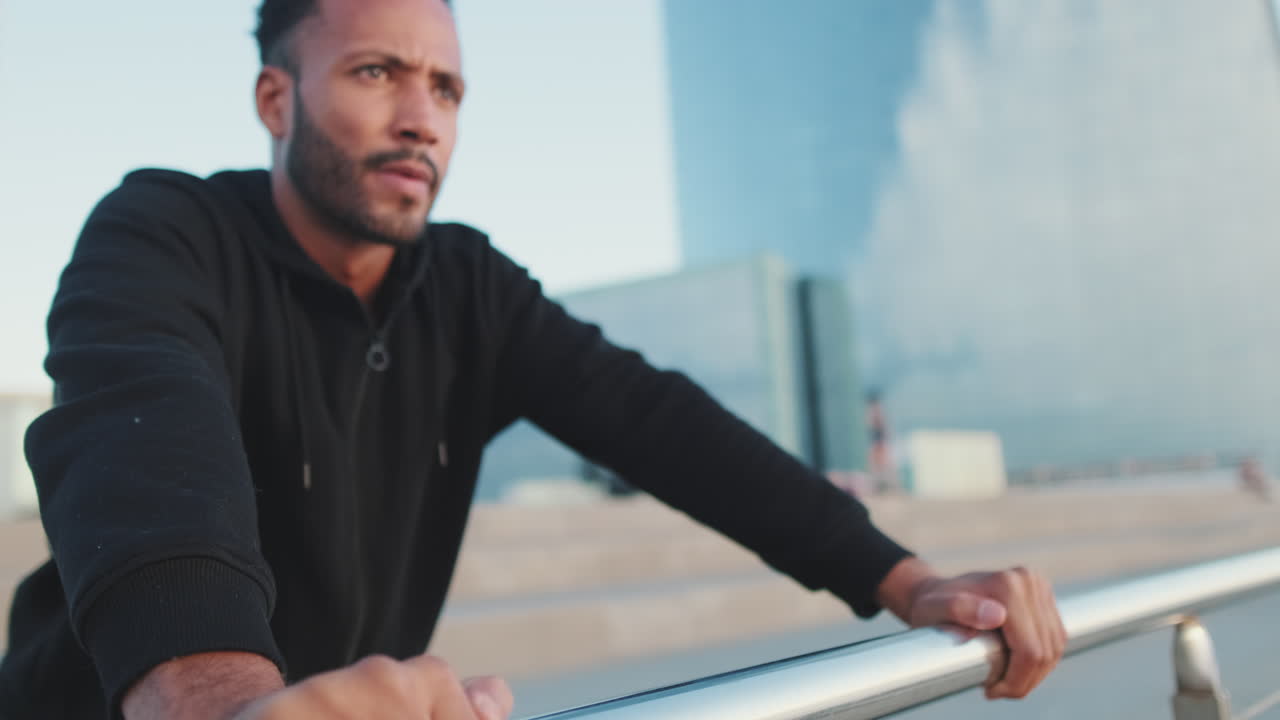 Man resting after exercising outdoors
