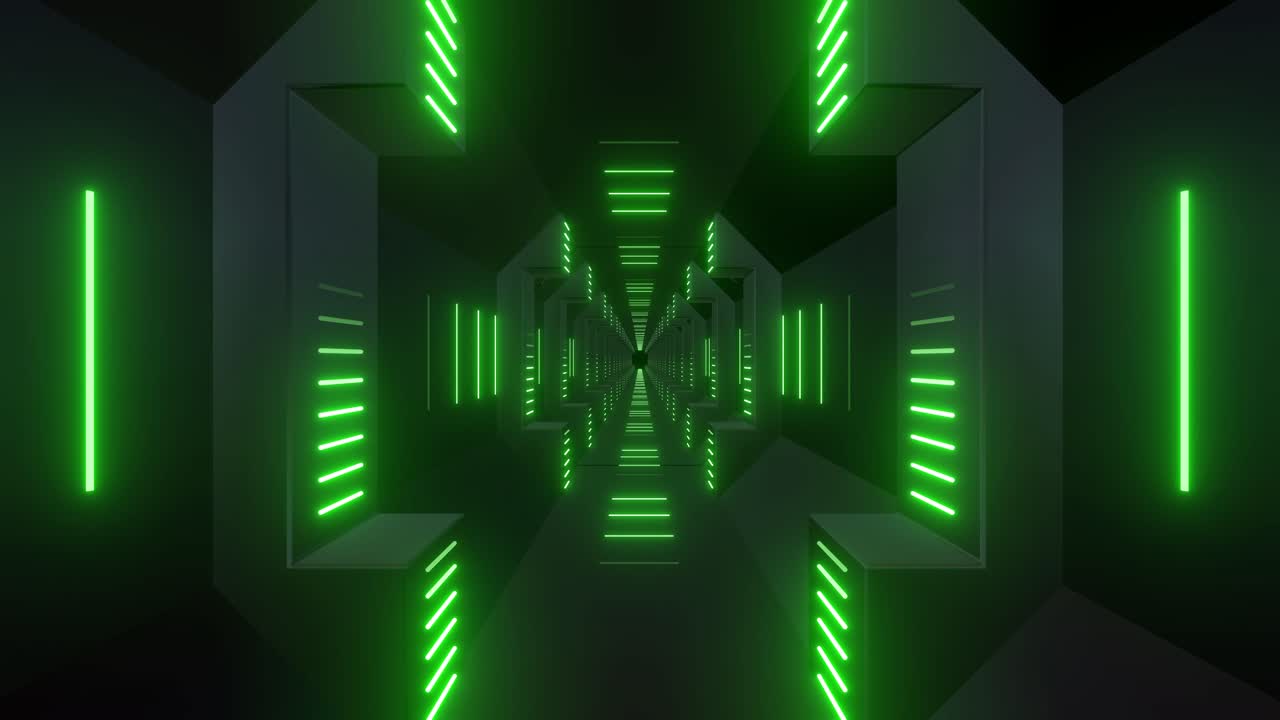 un túnel futurista de color verde brillante