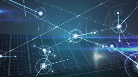 animation of network of connections over solar panels