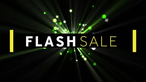 Digitale-Animation-Eines-Flash-Sale-Textbanners-Vor-Grünen-Lichtflecken-Auf-Schwarzem-Hintergrund