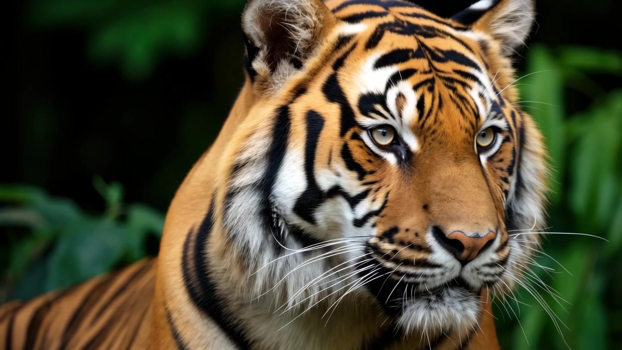 Retrato de primer plano de un majestuoso tigre en la naturaleza