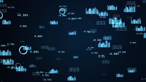 business graphs and data blue business graphs loop background animation.