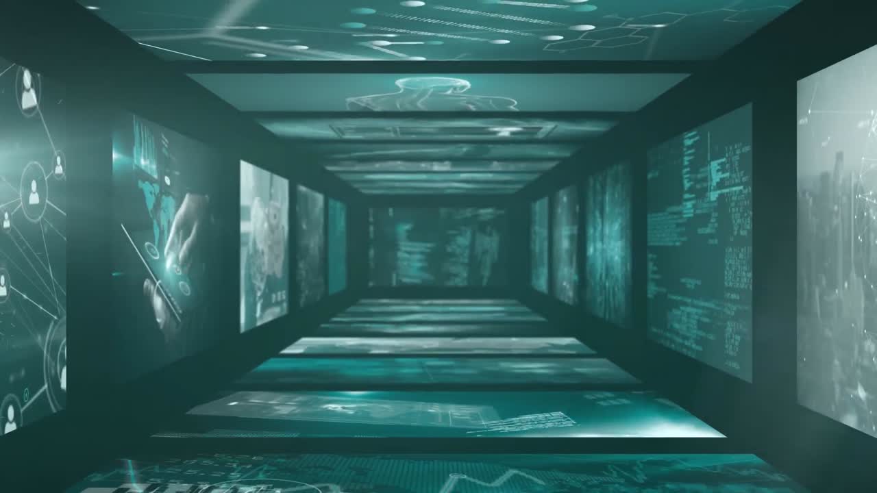 검은색 배경 위의 데이터 처리 애니메이션