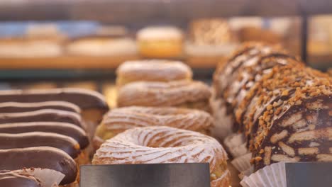 delicious pastries on display at a bakery