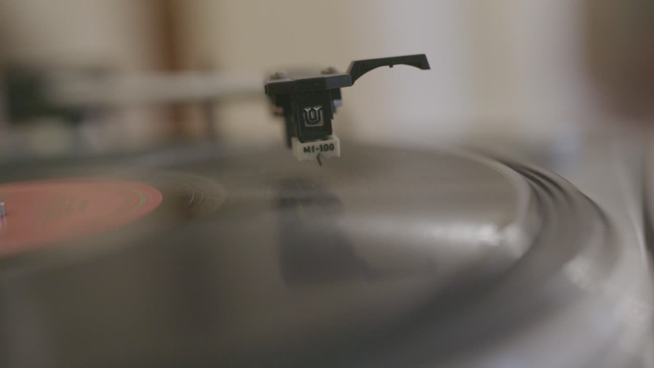 레코드 플레이어의 클로즈업