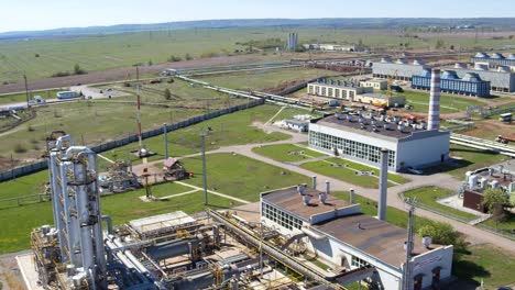 gas refinery plant tanks and workshops aerial view