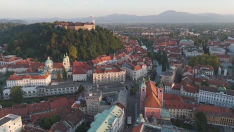 static shot of ljubljana castle in ljubljana, slovenia