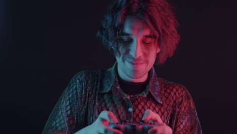 gamer in neon light