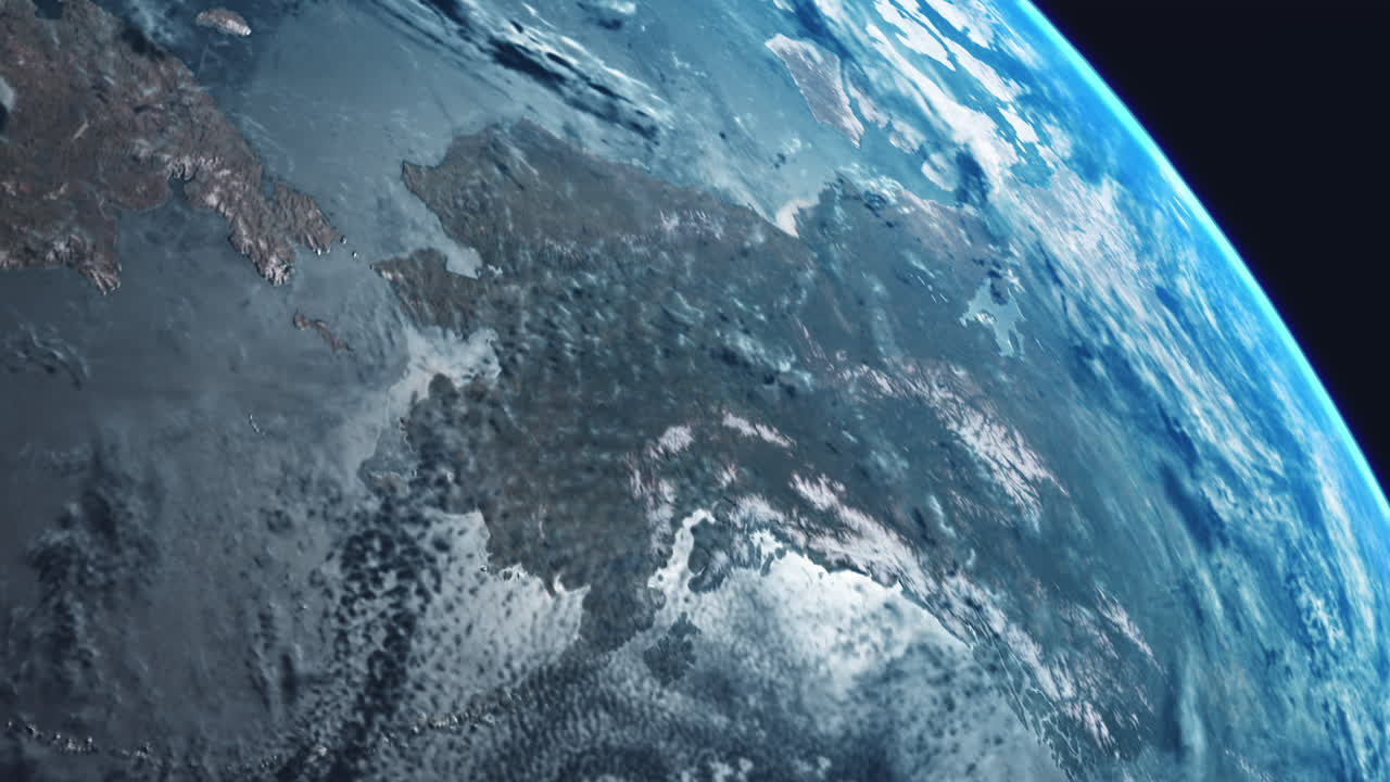 Alaska USA from Space with Earth Slowly Rotating with View from Orbit Dynamic Clouds Bering Sea and Atmosphere