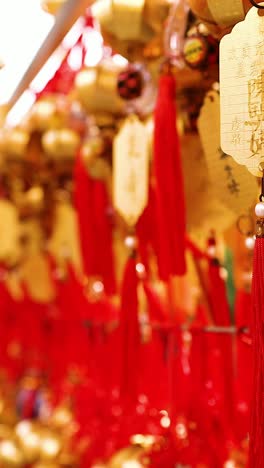 vibrant red and gold decorations in hong kong