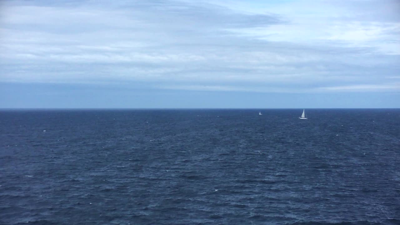 Serene Ocean View with Sailboats on a Calm Day