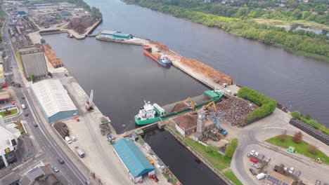 shannon foynes port and city docks of limerick along river shannon in limerick, ireland. aerial shot