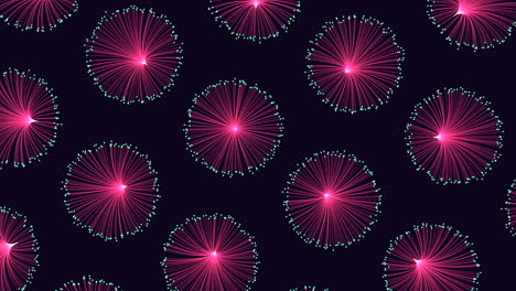 Vibrant red dot pattern floating circles on black background