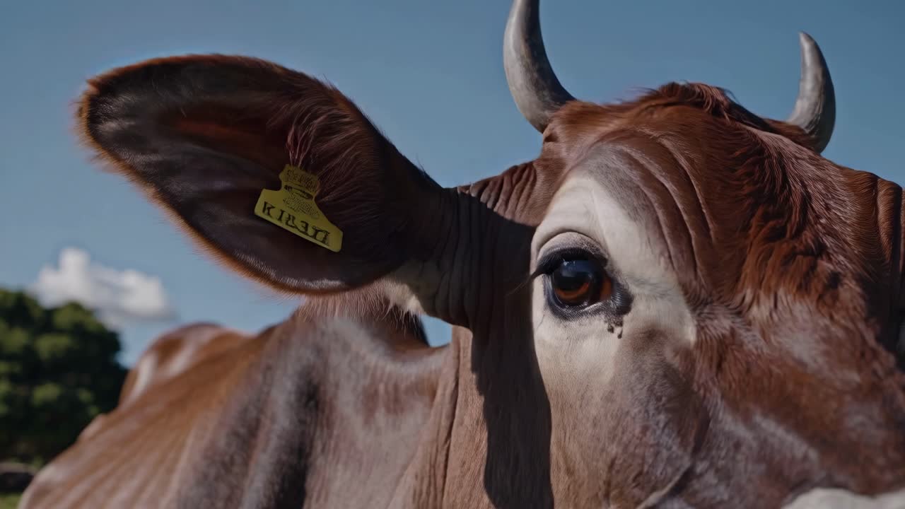 Close-up cow face outdoors