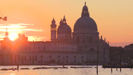 sunset over the canals and cathedrals of venice italy