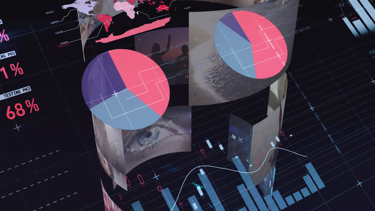 animación de estadísticas y procesamiento de datos en pantallas