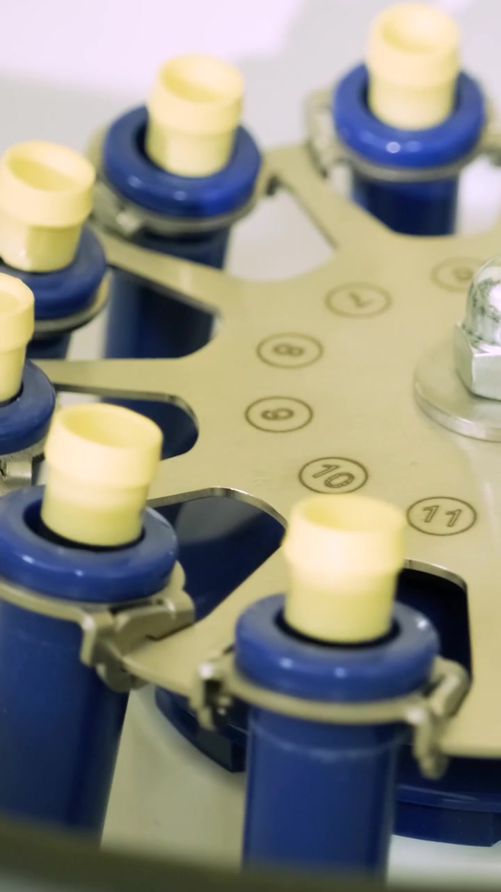 Laboratory Centrifuge Rotor Spinning and Stopping with Samples