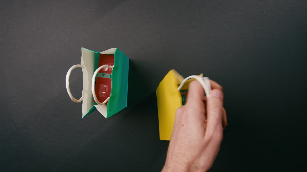 Black Friday bags with exchange on the table during the sales