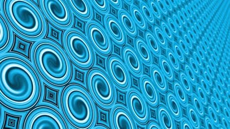 blue abstract background, motion spiral circles repeating endless  kaleidoscope patterns loop. 4k 3d rendering seamless loop ornamental geometric screen show moving pattern blue art elegant animation.