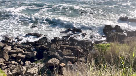 clives beach at the mediterranean ocean slow motion big waves