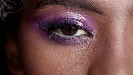 close-up of purple glitter eyeshadow