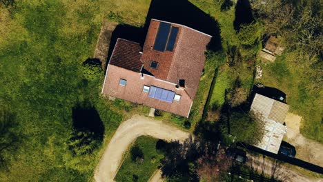 car crossing in the gate of the farm house