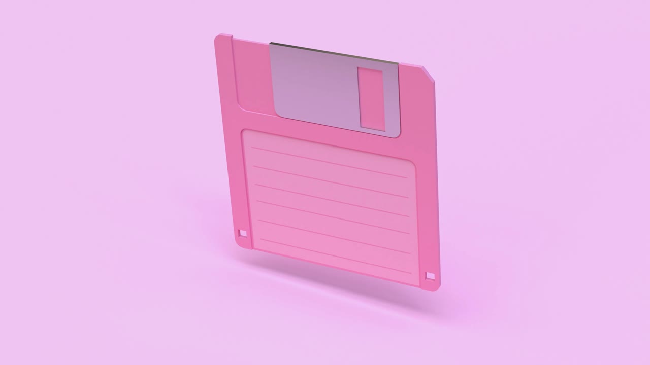 pink scene pink diskette/floppy disk motion 3d rendering