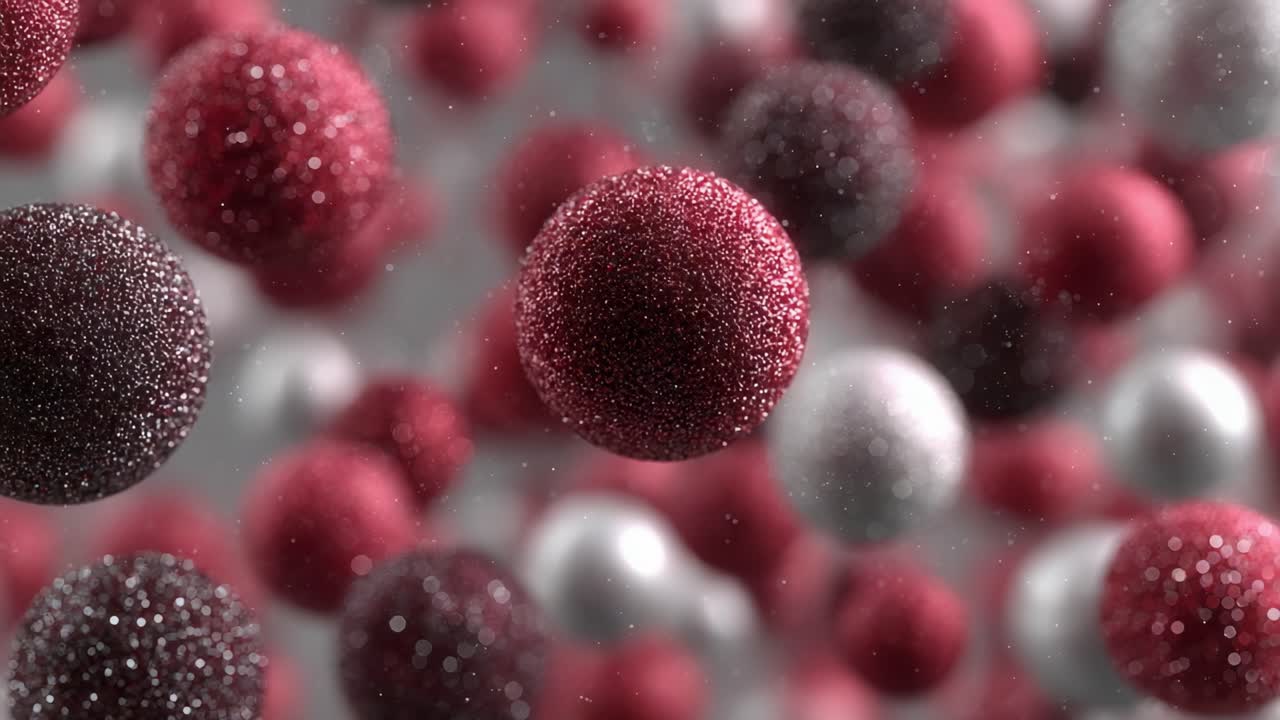 A Captivating Close-Up of Floating Glittering Spheres in a Colorful Swirl, Showcasing the Beauty of Textured Surfaces and the Play of Light in a Hypnotic Display